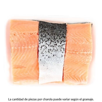 Filete de salmón chileno fresco con piel por kg peso aprox por charola 400 g