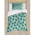 thumbnail image 1 of Birds Twin Size Duvet Cover Set, Avian Woodland Animal Silhouettes with Polka Dots Background Fauna Pattern, Decorative 2 Piece Bedding Set with 1 Pillow Sham, Teal and Mint Green, by Ambesonne, 1 of 3