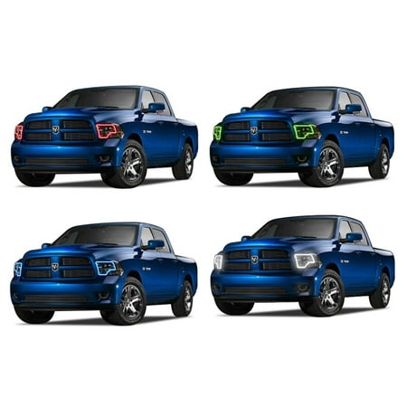 Ram Head Ring Flashtech LED RGB Multi Color Halo Ring Headlight Kit For Ram 1500 09-14 V.3 Fusion Color Change ()