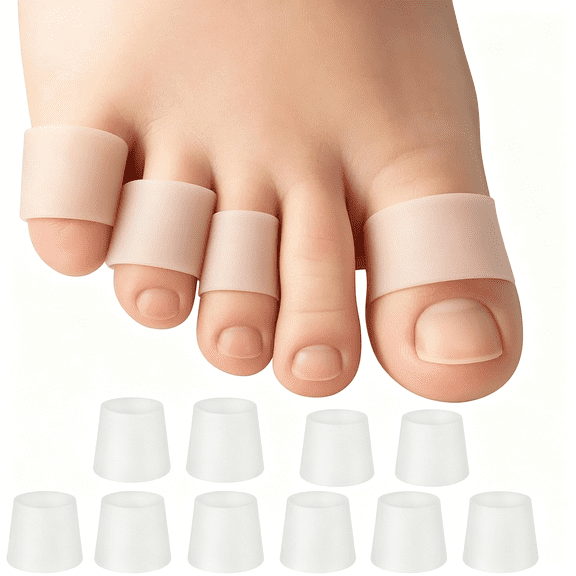 XIRQI Silicone Toe Protectors for Pinky Toes – 10 Pack Gel Toe Sleeves for Corns, Calluses, Blisters, Ingrown Toenails, Hammer Toe – Soft, Washable, Reusable Toe Cushion Guards for Men & Women