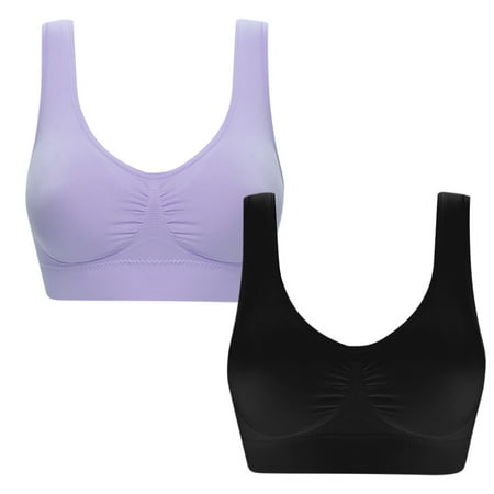 Mrat Womens Full-Figure Bra 2 Pack Women s Wireless Bra  Comfort Sleepwear Lingerie Tops Wirefree Bra for Women Plus Size Bralettes for Lady S-139 Purple XXL