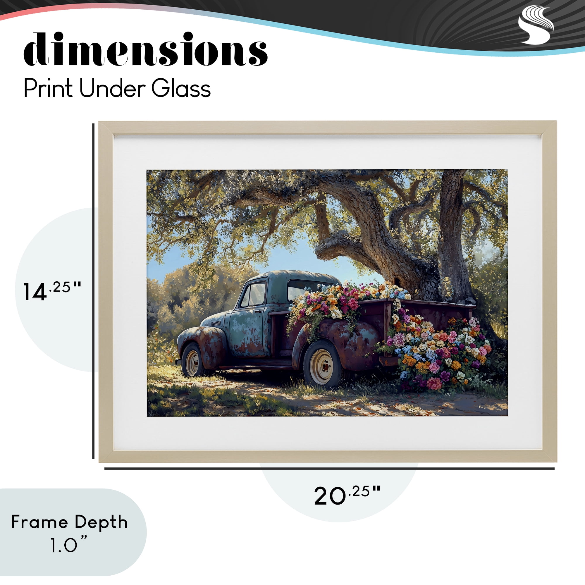 Stupell Industries Repurposed Truck Filled with Flowers Birch Framed Print Under Glass, design by Franklyn Gregory