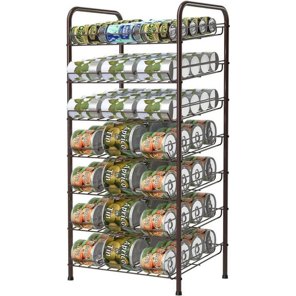 7-Tier Can Organizer Rack Dispenser for Pantry, Brown