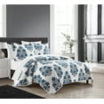 thumbnail image 2 of Chic Home Morris 5 Piece Quilt Set Large Scale Floral Medallion Print Design Bed In A Bag Bedding - Sheets Pillowcase Pillow Sham Included, Twin, Blue, 2 of 2
