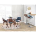 thumbnail image 4 of Fabrizzi Mid-Century Modern Adjustable Barstool With Swivel In Walnut And Blue Fabric - Set Of 2, 4 of 11