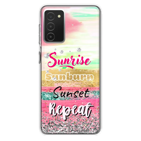 MUNDAZE Samsung Galaxy A03S Shockproof Clear Hybrid Protective Phone Case Summer Brush Strokes Sunrise Sunburn Sunset Repeat Cover