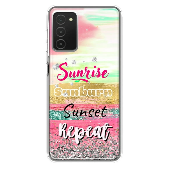 MUNDAZE Samsung Galaxy A03S Shockproof Clear Hybrid Protective Phone Case Summer Brush Strokes Sunrise Sunburn Sunset Repeat Cover
