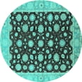 thumbnail image 1 of Ahgly Company Machine Washable Indoor Round Oriental Turquoise Blue Traditional Area Rugs, 7' Round, 1 of 4