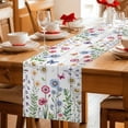 thumbnail image 5 of Spring Floral Table Runner 60 Inches Long Farmhouse Dress Scarves, Pink Blue Flowers Butterfly Wooden Dining Tablerunner for Coffee Table/Kitchen Island/Party Décor, 13" x 60", 5 of 8