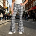 thumbnail image 6 of Curuila Child Girls Flared Pants With Pocket High Waist Plaid Print Pants For Girls Loose Fit Fashion Jogger Trousers Size 13-14 Years, 6 of 6