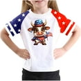 thumbnail image 1 of Haut à Manches Courtes pour la Fête de l'Indépendance pour Garçons et Filles en Bas Âge, T-Shirt Décontracté à Col Rond Imprimé, Mélange Doux de Polyester-Spandex, Tenue Quatre Saisons, Noir, Taille 110, 1 of 4
