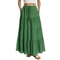 thumbnail image 4 of adviicd Women's Boho Skirt Flowy Flared Ruffle Tiered Long Maxi Skirts Going Out Outfits with Pockets Green, L, 4 of 5