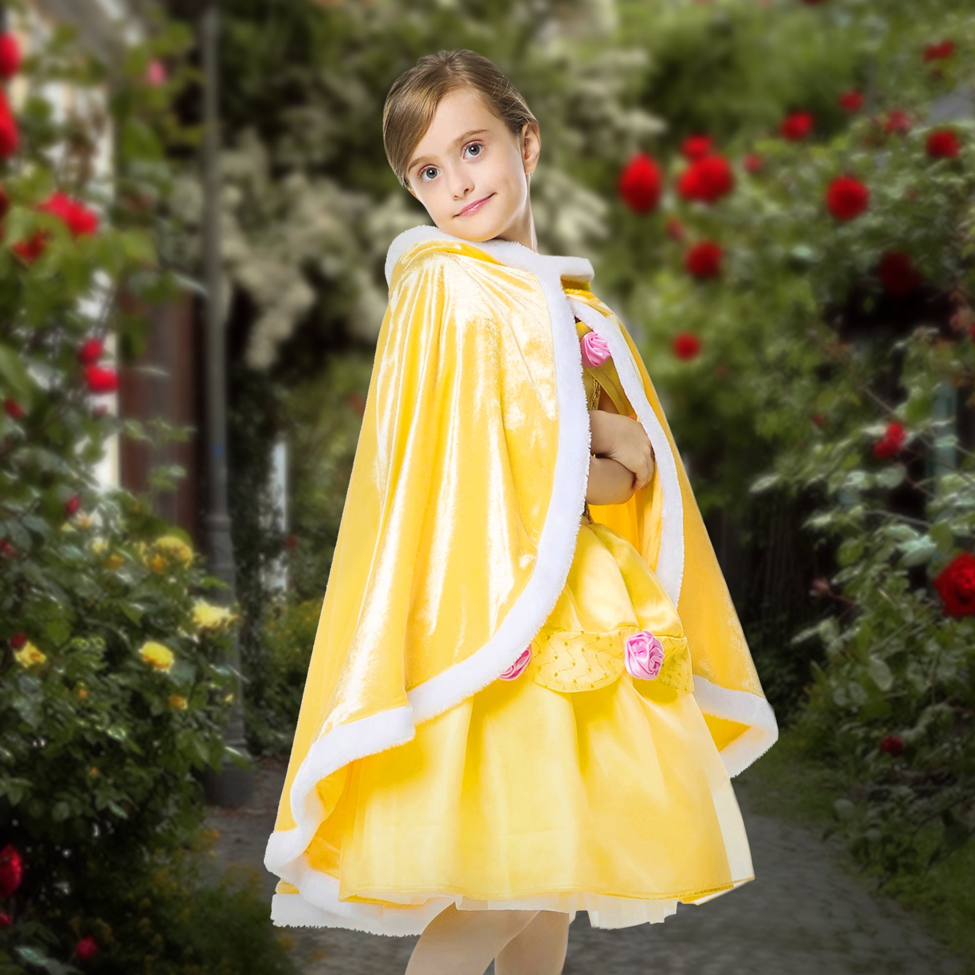 信頼への信頼 Cape Hooded Princess Girls IKALI Costume, Yellow up Dress Girls