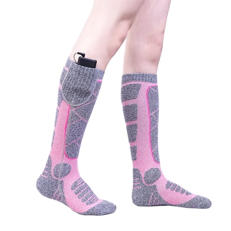 Electric Heated High Socks Adjustable Temperature with Battery-Powered Foot Warmer Socks for Winter Elderly Care Skiing & Biking