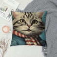 thumbnail image 2 of JEUXUS  Hello Winter Cat Lumbar Decorative Rectangle Pillow Cover , Kitty Kitten Snowy Forest Snowflakes Porch Outdoor Pillowcase, Christmas Holiday Seasonal Farmhouse Cushion Case Home Decor, 2 of 5