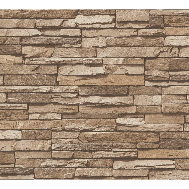 Best OF Wood'n Stone - Rouleau de Papier Peint Beige en Pierre de Bois Moderne