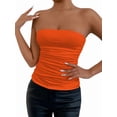 thumbnail image 3 of Women'S Tube Tops Strapless Going Out Crop Tank Top Ruched Bandeau Outfits Sleeveless Y2K Shirts Orange M, 3 of 7