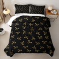 thumbnail image 2 of Erosebridal Cute Gold Bow Quilt King for Girls, Black Ribbon King Coverlet Set, 3 Pieces, 2 of 7