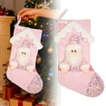 thumbnail image 2 of Christmas Stocking Decorations - Christmas Stocking Pink Snowman Reindeer 18 Inches Xmas Stockings Holiday Christmas Decoration Gifts for Family Girl Boy Kids, 2 of 9