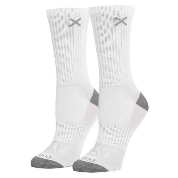 Basix Crew Socks for Women, Comfort Athletic Fit, Mid-Calf, White Gray