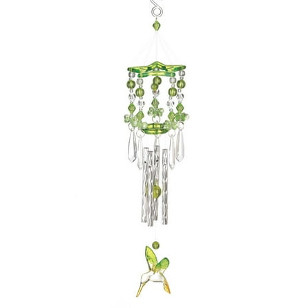 Zingz & Thingz 0.75" Green and Clear Metal Acrylic Hummingbird Wind Chimes