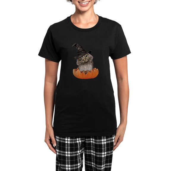 CafePress - PD Moreno's Halloween Owl - Women's Short Sleeve Print T-Shirt and Pants Dark Cotton Pajama Set