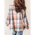 thumbnail image 3 of ZOELNIC Women's Plaid Shacket Long Sleeve Fleece Hooded Jacket with Flap Pockets, S, 3 of 6