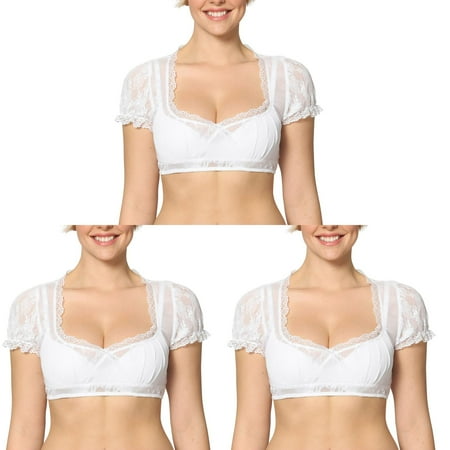 gerie Plus Size Vest Women s Elegant Dirndl 3X Lingerie Plus Size Sexy Push Up Blouse Black Dirndl Blouse Lingerie for Women Bras Lace Blouse for ceangrtro White (3Packs) White (3Packs)