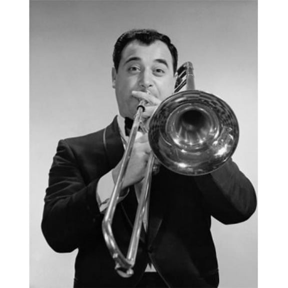 Mid Adult Man Playing a Trombone Poster Print - 18 x 24 in.