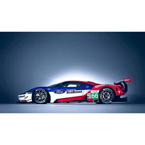 Iconic Arts Supercar Laminated 24x36 Poster: Ford GT Hours of Le Mans Muscle Car