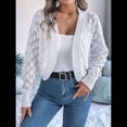 thumbnail image 4 of Suéteres Tipo Cárdigan para Mujer, de Crochet, con Frente Abierto, Chaqueta Corta, para Otoño e Invierno, con Mangas Farol. L, 4 of 10