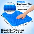 thumbnail image 3 of Double-Thick Gel Seat Cushion for Long Sitting Pressure Relief for Back Sciatica Coccyx Tailbone Pain - Cushion for Office Chair Wheelchair Car & Truck, Patio Chairs - Egg Seat Pad, 3 of 9