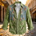thumbnail image 5 of Mens Boho Hawaiian Hippie Patterned Shirt Retro Casual Button Down Top Vacation Holiday Resort Outfit Blouse, 5 of 5