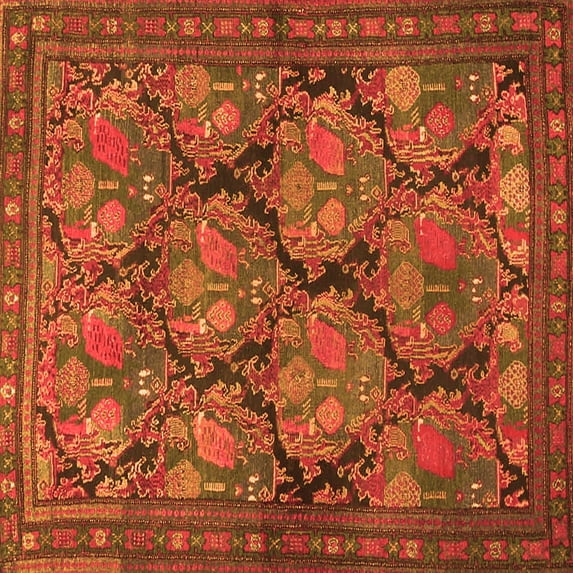 Ahgly Company Indoor Square Persian Orange Traditional Area Rugs, 5' Square