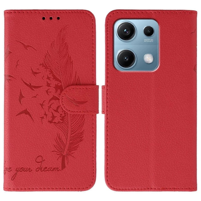 For Xiaomi Redmi Note 14S 4G Case Feather Imprint PU Leather Wallet Phone Cover - Grey
