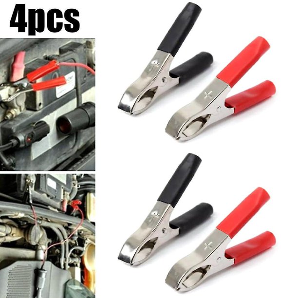 Clip de cocodrilo para coche, carpeta de batería, dientes, abrazadera para cable de alimentación chapada en cobre, Clip de cocodrilo, 4 Uds.