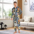 thumbnail image 6 of FORMRS Onesies Pajama for Adults Unisex Hoodie Winter Jumpsuit One Piece Sleepwear, Sizes S-2XL, Navy Floral Pattern, 6 of 7