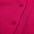 thumbnail image 6 of GiLiling Girls Casual 2 Piece Outfit Linen Long Sleeve Button Down Shirt and High Waist Drawstring Shorts Set (Hot Pink, 6-7 Years), 6 of 9