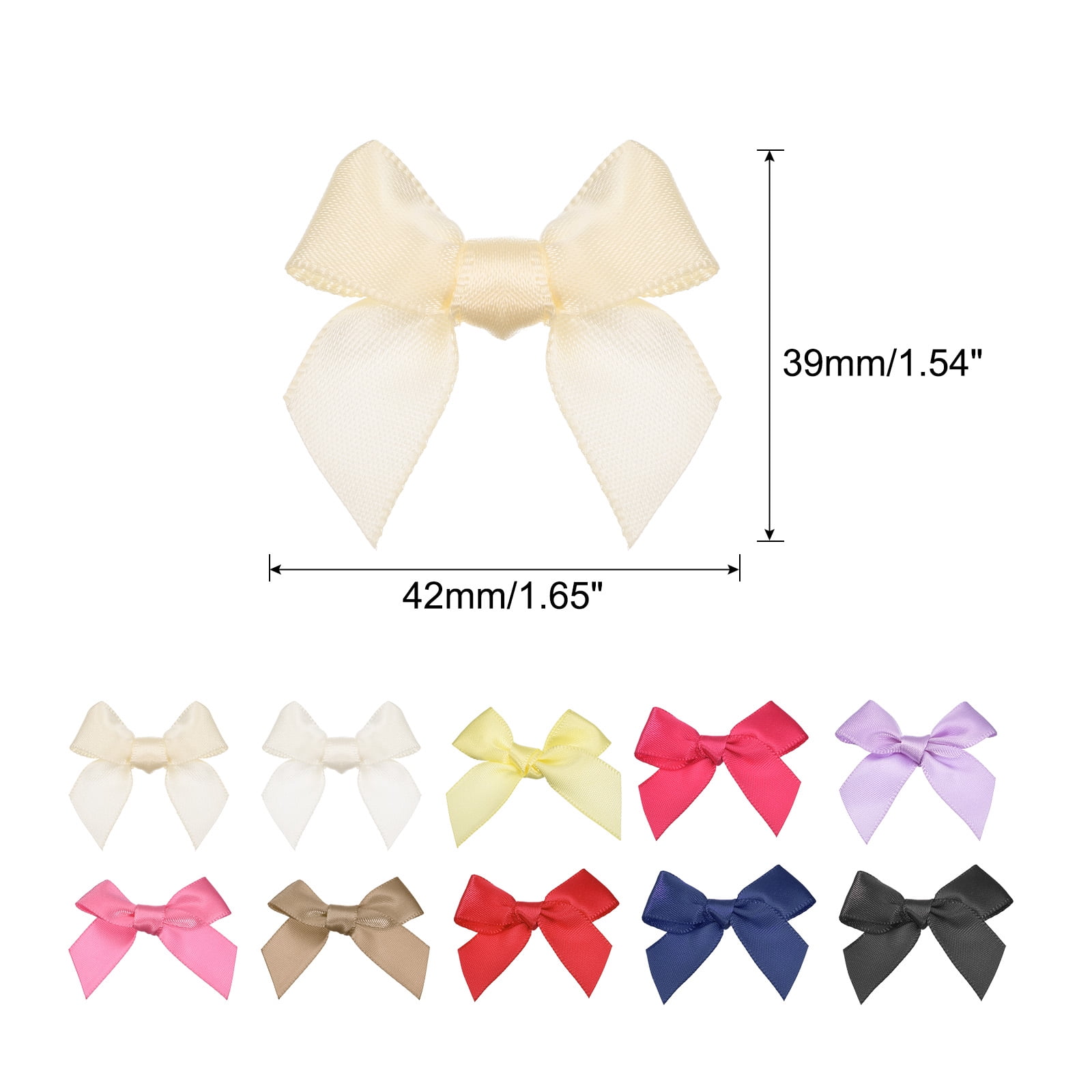 MECCANIXITY 50-Pack Mini Metallic Edge Ribbon Bows - 1 Inch, Silver Edge White, Polyester, For Crafts & Gifts - View #8