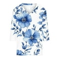 thumbnail image 5 of JTZGDY Floral Shirts for Women Dressy Casual Summer 3/4 Length Sleeve V Neck Graphic T-Shirts Trendy Oversized Comfy Tunic Blouse Fashion 2025 Clothes Multicolor#24 L, 5 of 5