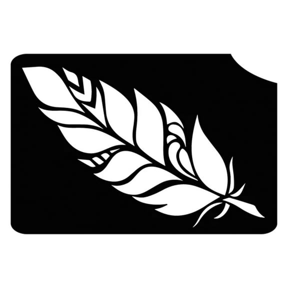 Art Factory Glitter Tattoo Stencil - Feather Boho (5/pack), Temporary Tattoo Template for Kids Adults, Face Paint Stencil Body Art Stencil, Stencil for Face Painting, Party, Festival,3'' x 2''