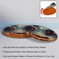 thumbnail image 4 of Independence Day 6PCS Round Coasters Microfiber Leather Set of 6 Drink Coasters with Holder, 4.3x4.3 inch, Dining Table, Bar, Home and Kitchen Decor, Black Color Coasters Package, 4 of 6