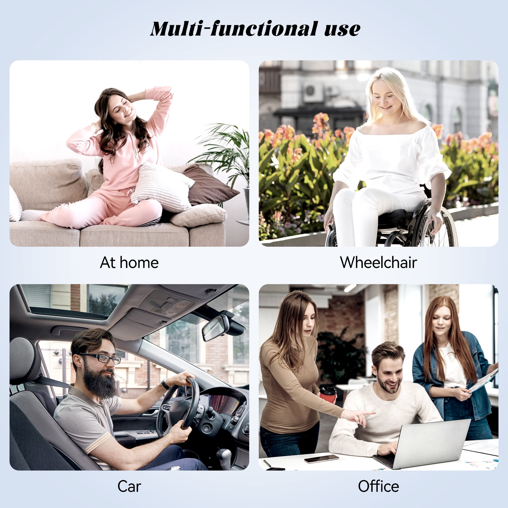 PERRYHOME Seat Cushion for Office Chair, Car Seat, Lumbar Support Pillow, Memory Foam Car Seat Cushions Back Support Pillows, Coccyx Cushion for Tailbone, Hip, Sciatica & Back Pain Relief(Black)