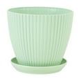 thumbnail image 5 of CPAN Plastic Green Plant Pot Circular Pot Delivery Tray Vertical Striped Flower Pot, 5 of 8