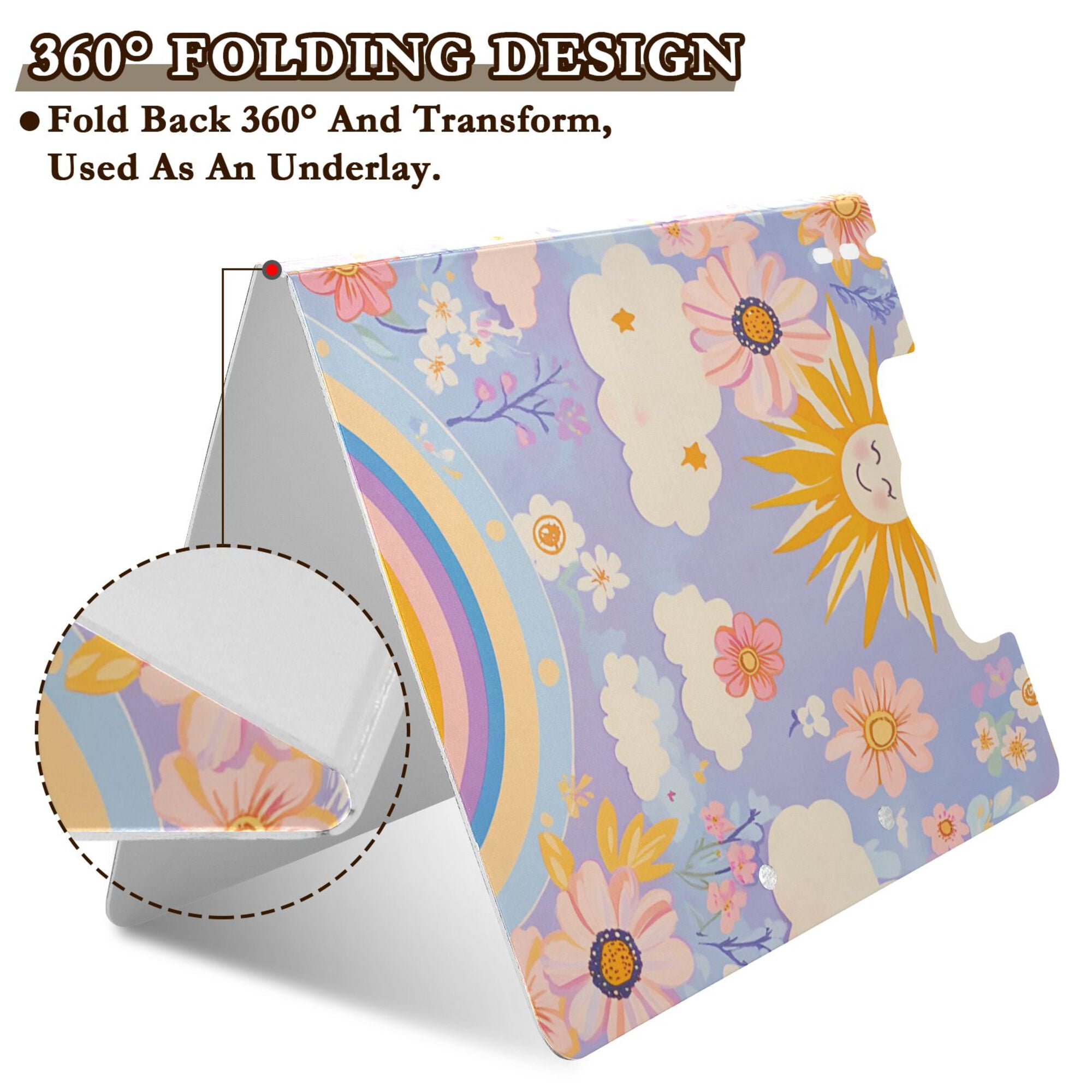 FORMRS A4 Clipboard Folder with Pen Holder Horizontal Foldable School Office Binder, Purple Clouds