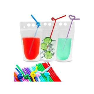 125Pcs Drink Pouches for Adults with Individual Package Straws Reclosable  Zipper Smoothie Bags Juice Pouches Heavy Duty Hand-held Cold & Hot