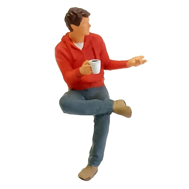 1/64 Scale People Model Figurines, Tiny People Figures 1 64 Scale Miniatures, People Miniatures Sitting And Standing People for Miniature Scenes Hoodies Orange