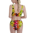 thumbnail image 3 of Picia Colorful Tie Dye Stained Glass 1 Women's High Waisted Bikini Scoop Neck Swimsuit Two Pieces Bathing Suit-, 3 of 8