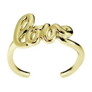 Gold Tone over Sterling Silver Polished LOVE in Script Toe Ring