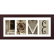 Imagine Letters 4-opening 4"X6" Whie Matted Brown Photo Collage wooden Frame with word LOVE